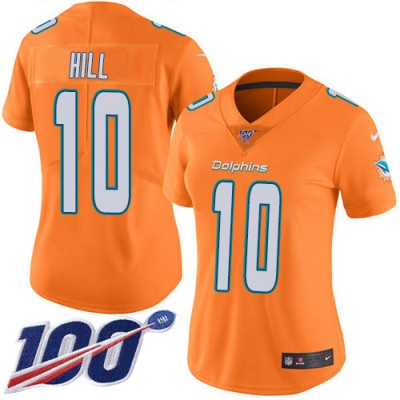 Nike Miami Dolphins #10 Tyreek Hill Orangen Women's Stitched NFL Limited Rush 100th Season Jersey